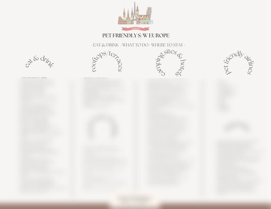 Pet-friendly Europe: non-personalized info sheet about different pet-friendly places in Europe