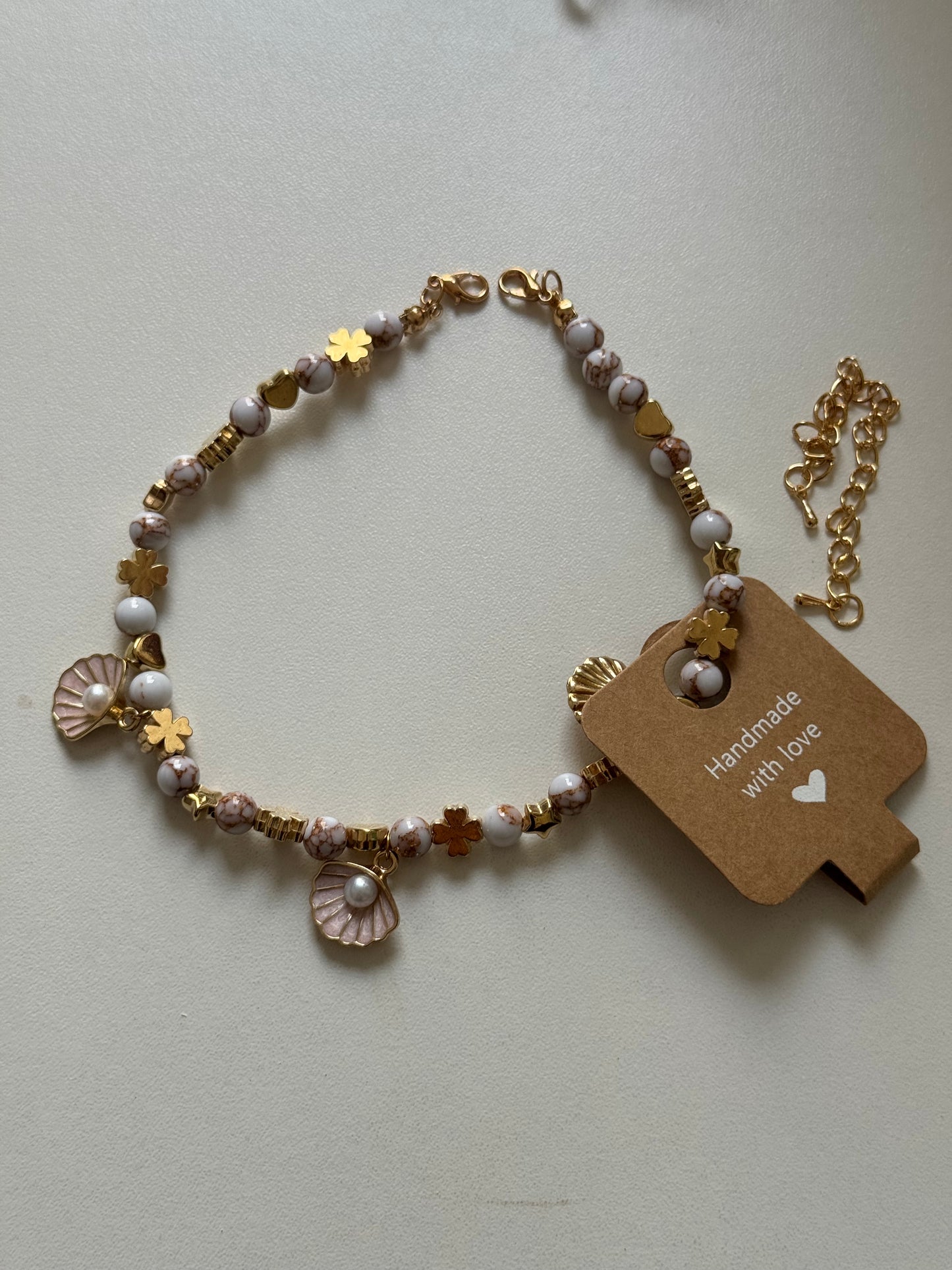 Extendable sweather necklace "Golden Seashells" for dogs